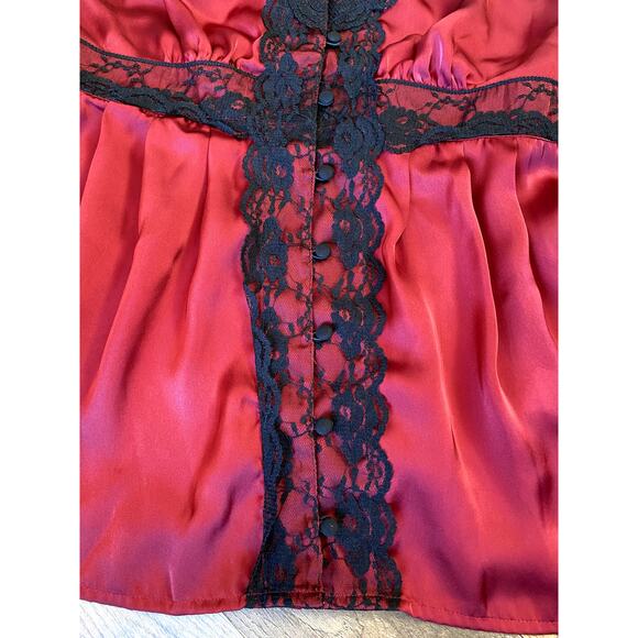 Vintage Romantic Goth Red Satin Lace Babydoll Cami Women's M - Picture 4 of 10